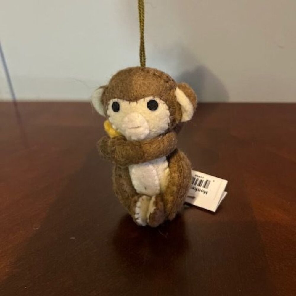 Handmade Wool Felt Monkey Ornament By Silk‎ Road Bazaar fair trade